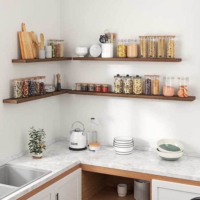 Kryviia Rustic Floating Wall Shelf Set of 2 - Image 2