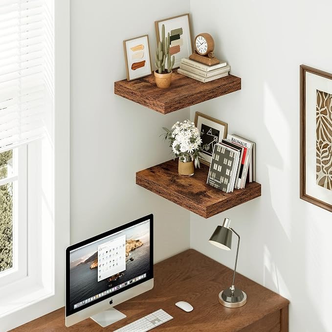 Kryviia Rustic Floating Wall Shelves – 2 Piece Set - Image 3