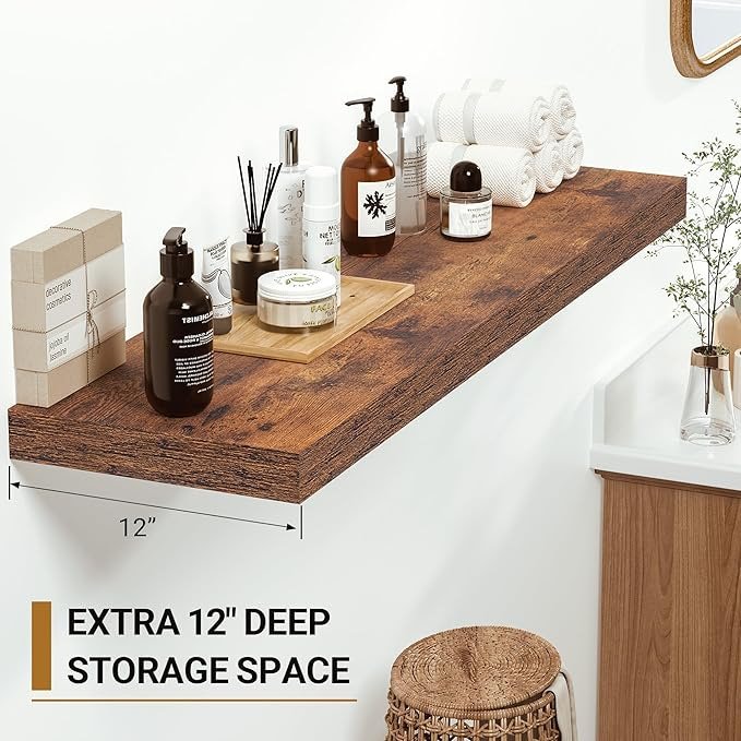Kryviia Rustic Floating Wall Shelves – 2 Piece Set - Image 4