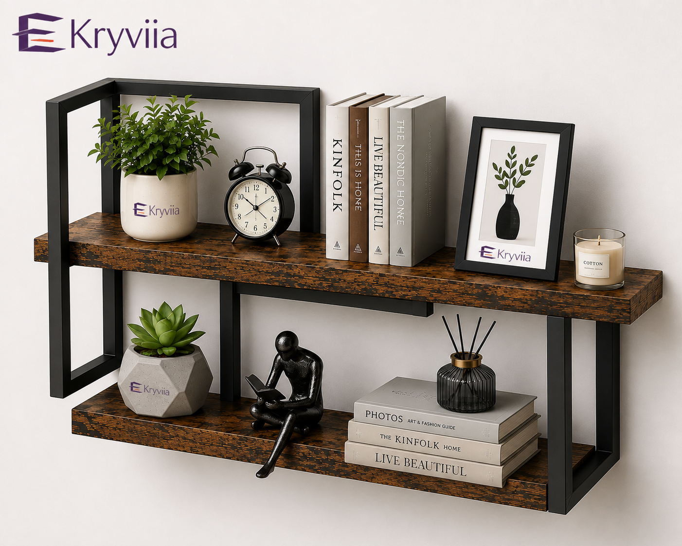 Kryviia Rustic Industrial Floating Shelf